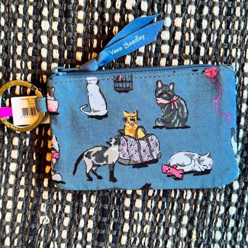 NWT Vera Bradley CAT'S MEOW Zip ID Case